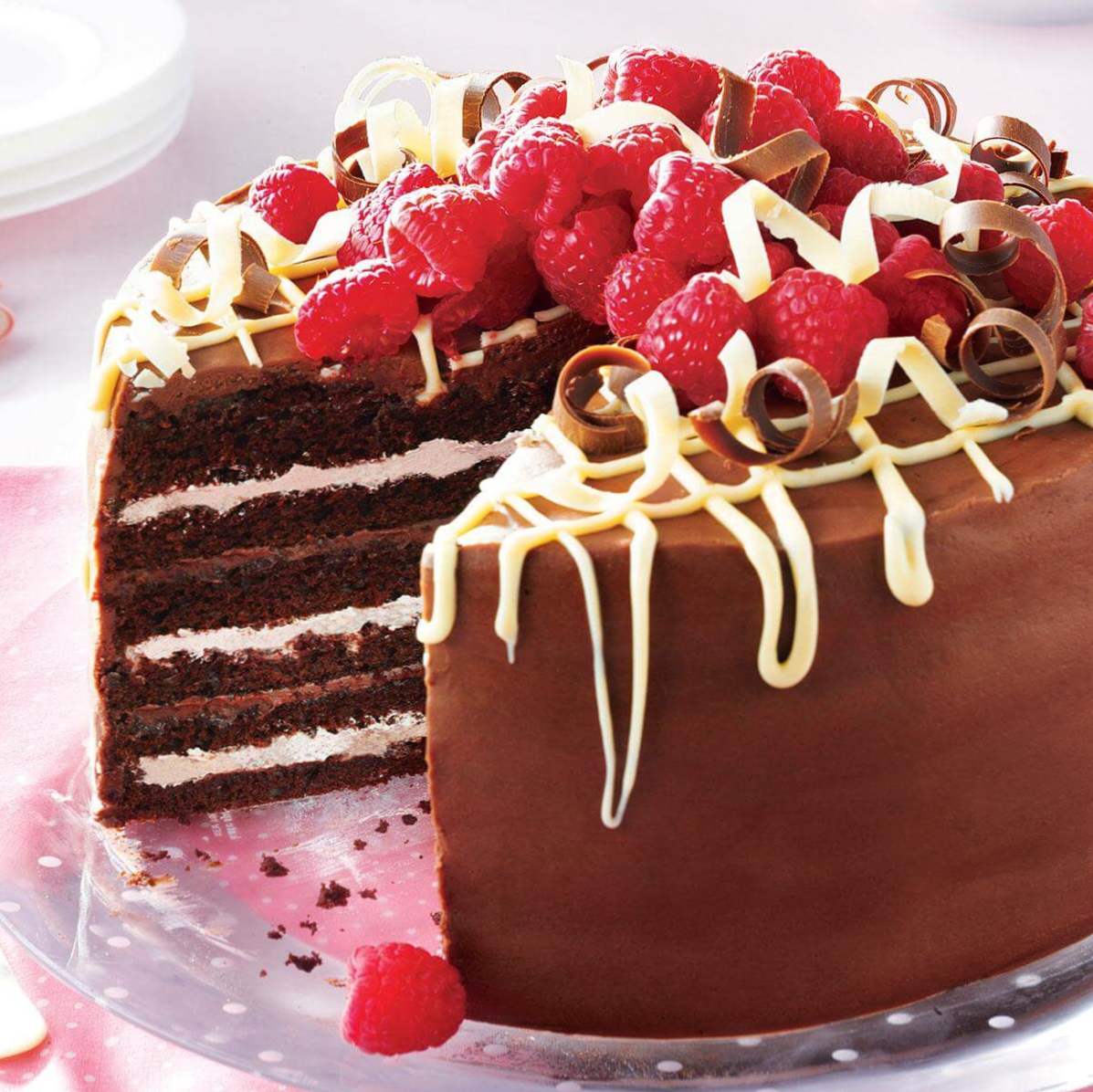 Veldig Chocolate Torte med Raspberry Cream / Valentinsdag