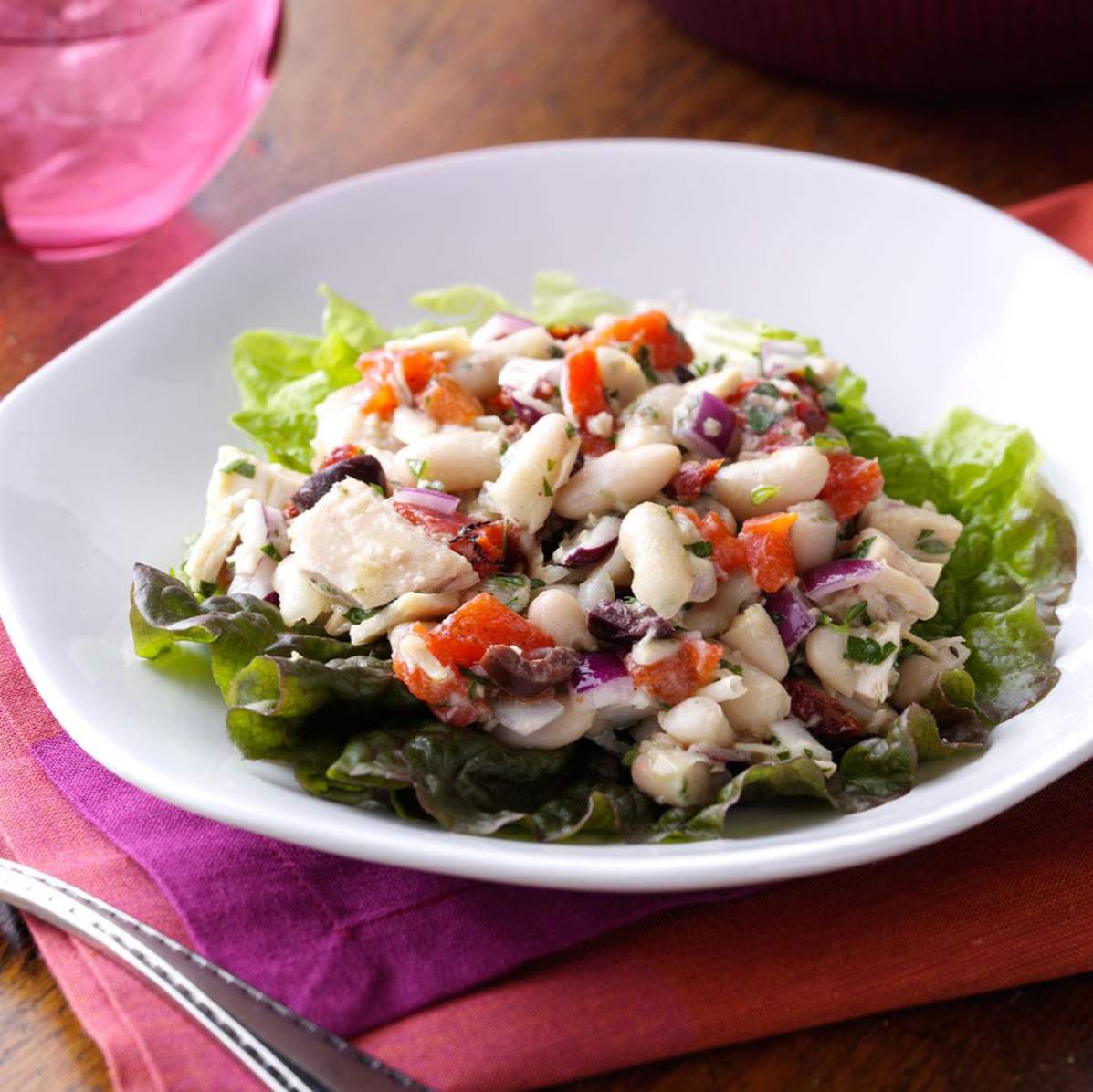 Hvit bønne tunfisk salat med vinaigrette / raske oppskrifter